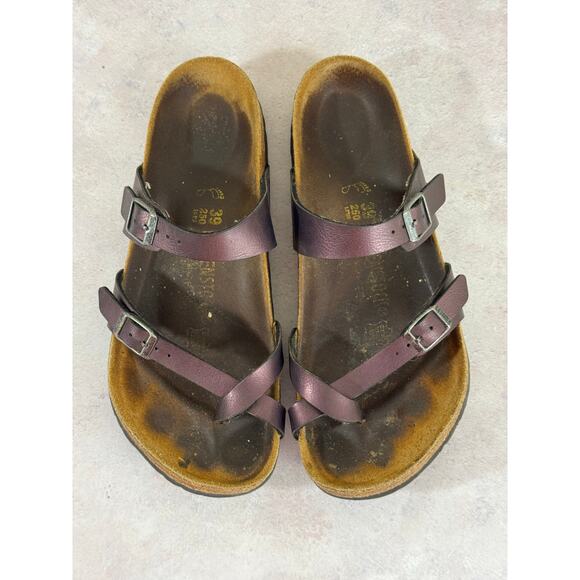 Birkenstock Women's Mayari US 8 EU 39 Birko-Flor Purple Metallic Strappy Sandals - Picture 2 of 14